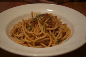 Homemade pasta with a classic meat sauce